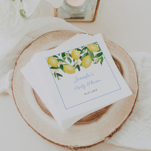 Lemons Pale Blue Boy Baby Shower Party Napkin
