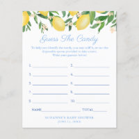 Lemons Pale Blue Guess The Candy Baby Shower Game
