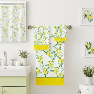 Lemons pattern  bath towel set