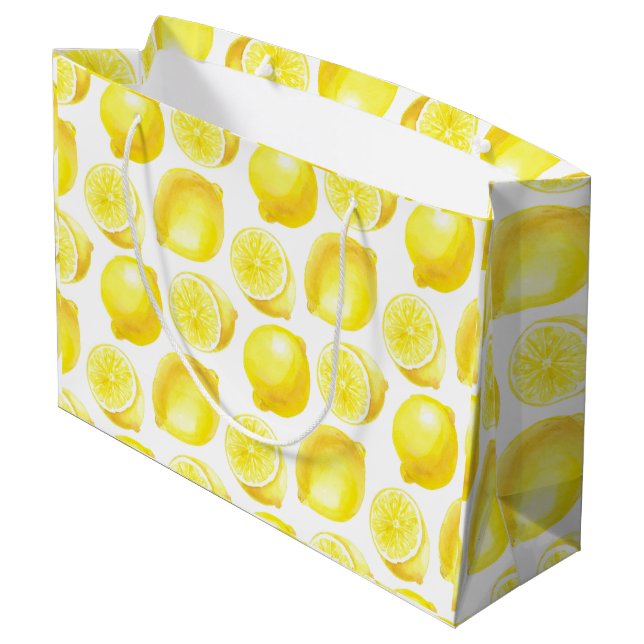 Lemons pattern design large gift bag (Back Angled)