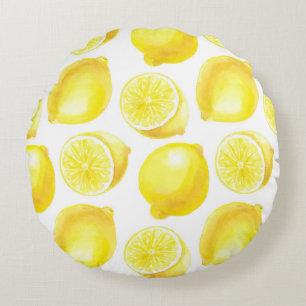 Lemons pattern design round cushion