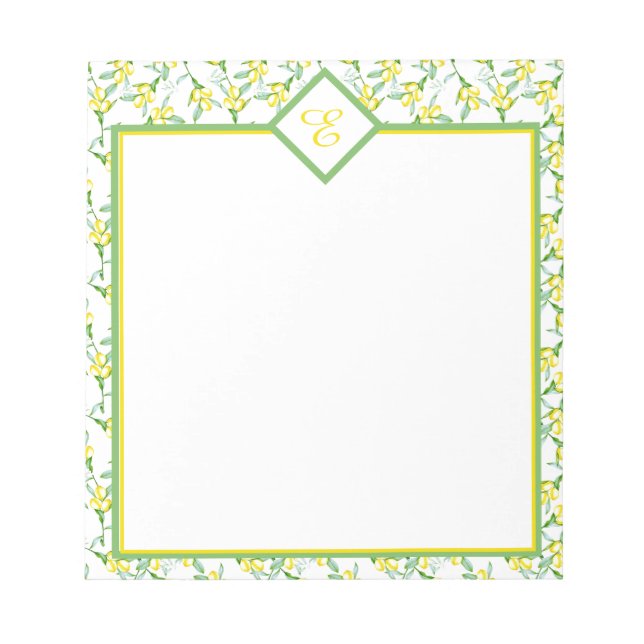 Lemons pattern monogram notepad (Front)