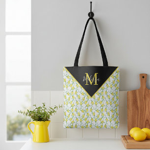 Lemons pattern personalised tote bag