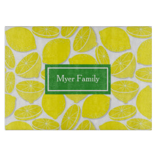 Lemons Personalised Glass Cutting Board