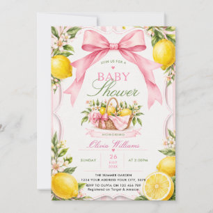 Lemons Pink Coquette Baby Shower Invitation