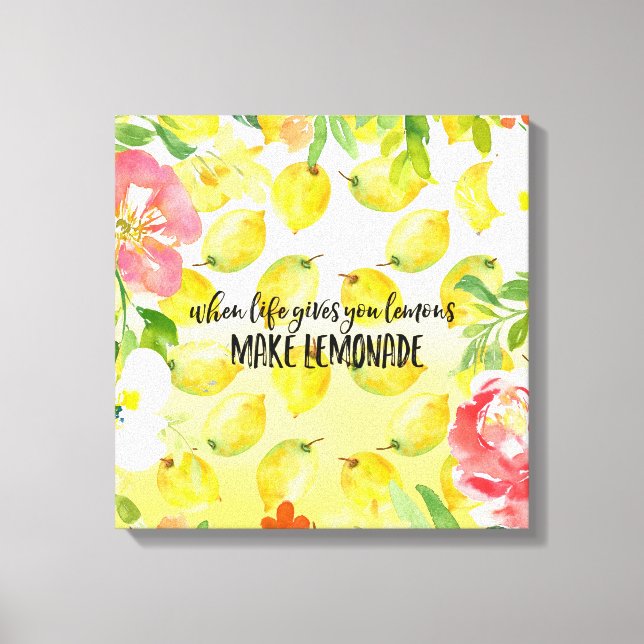 Lemons Pink floral ombre watercolor    Canvas Print (Front)
