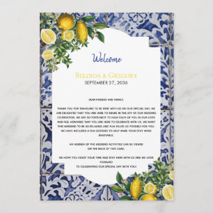 Lemons Portuguese Tiles Wedding Welcome Itinerary Programme