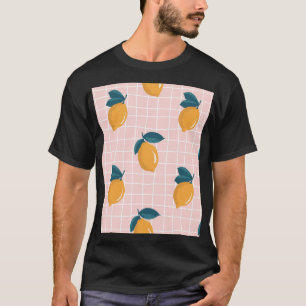 Lemons, retro geometry, summer seamless pattern. T-Shirt