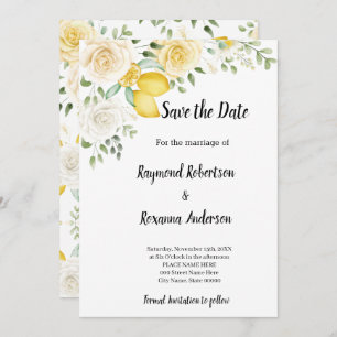 Lemons & Roses Save the Date Invitation