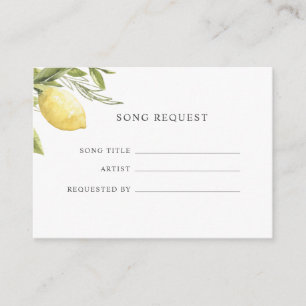 Lemons Sage green Song Request wedding Enclosure Card