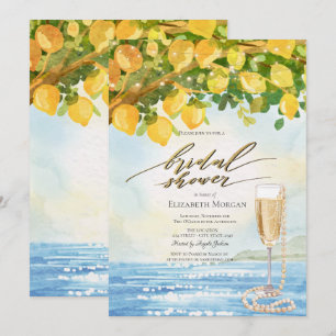 Lemons Sea Prosecco & Pearls Bridal Shower  Invitation
