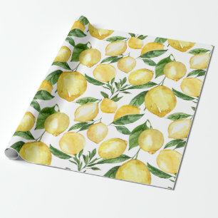 Lemons seamless pattern on transparent background wrapping paper