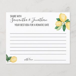 Lemons Share a Date Idea Shower Game card