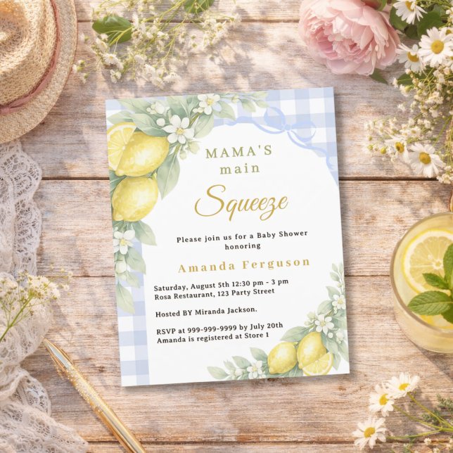 Lemons squeeze bow boy Baby Shower invitation (Creator Uploaded)