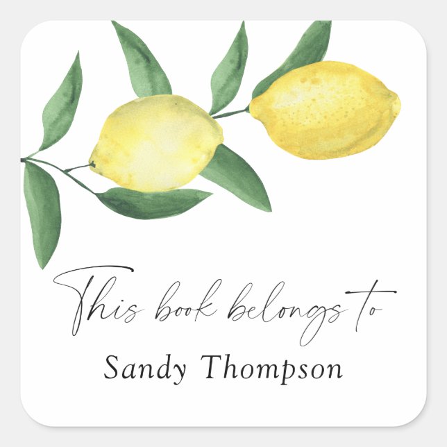 Lemons - This book belongs to Square Sticker (Front)
