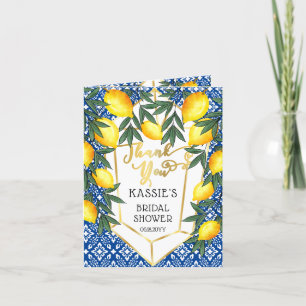 Lemons Tropical Bridal Shower Mediterranean Thank  You Card