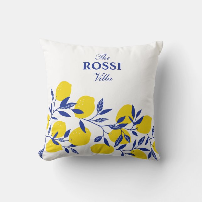 Lemons Tropical Mediterranean Tuscan Cushion (Front)