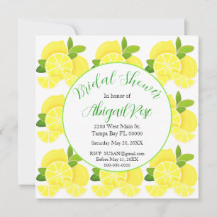 Lemons tropical yellow citrus Bridal Shower  Invitation