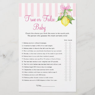 Lemons True or False Baby Shower Game