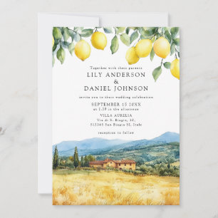 Lemons Tuscan Scene Italian Wedding Invitation