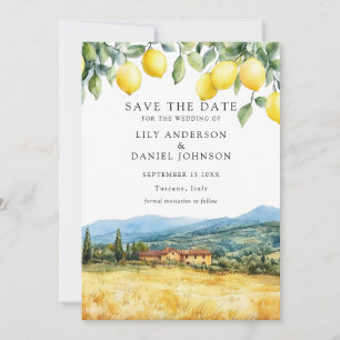 Lemons Tuscan Scene Italian Wedding Save The Date