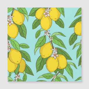 Lemons, Vibrant Blue Background Seamless.