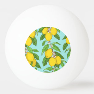 Lemons, Vibrant Blue Background Seamless. Ping Pong Ball