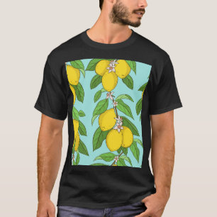 Lemons, Vibrant Blue Background Seamless. T-Shirt