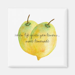 Lemons watercolor inspirational quote magnet