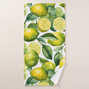 Lemons Watercolor Pattern Design Bath Towel Set