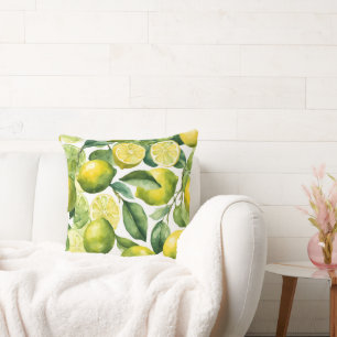 Lemons Watercolor Pattern Design Cushion