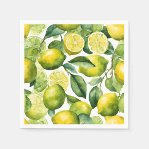 Lemons Watercolor Pattern Design Napkin