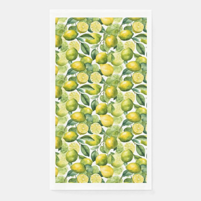 Lemons Watercolor Pattern Design Napkin (Front)