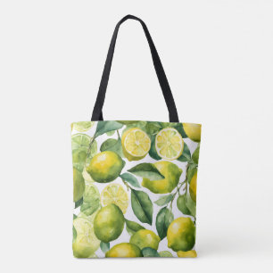Lemons Watercolor Pattern Design Tote Bag