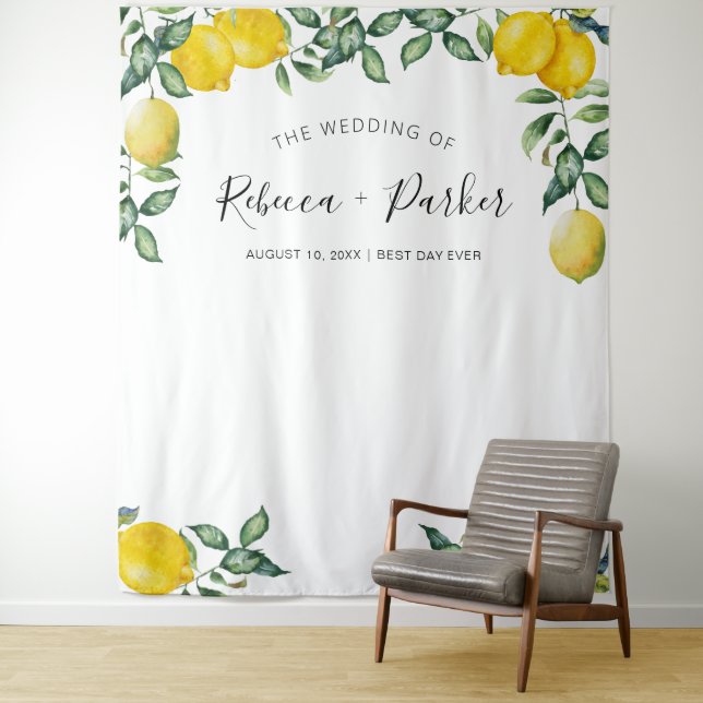 Lemons WEDDING Backdrop Photo booth Tapestry (In Situ)
