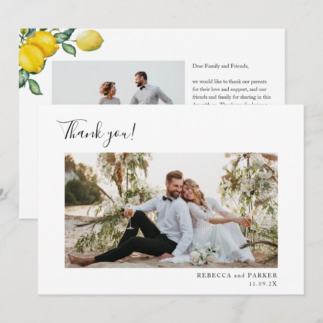 Lemons Wedding Thank you photo (Front/Back)