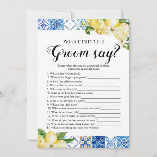 Lemons What Did The Groom Say Bridal Shower Game Invitation
