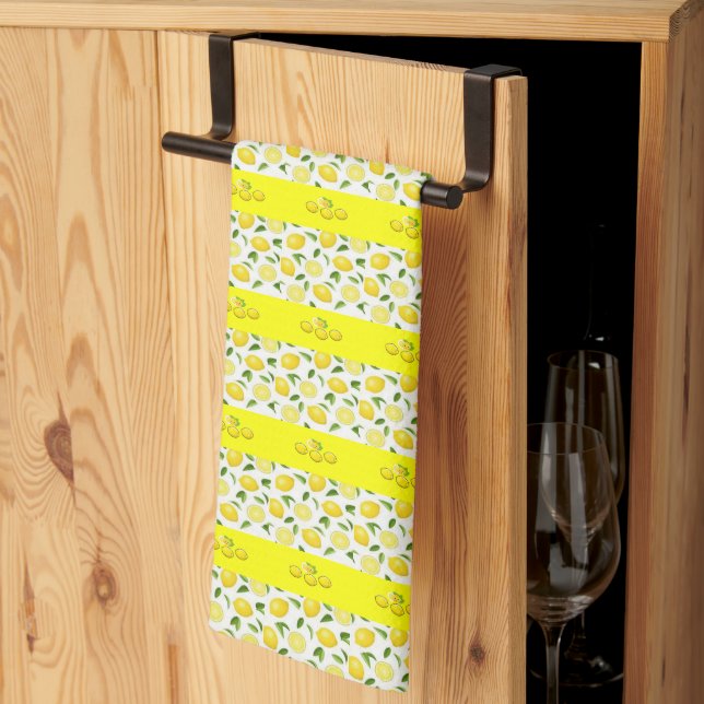 Lemons White Kitchen Hand Towel (Thirds Fold)