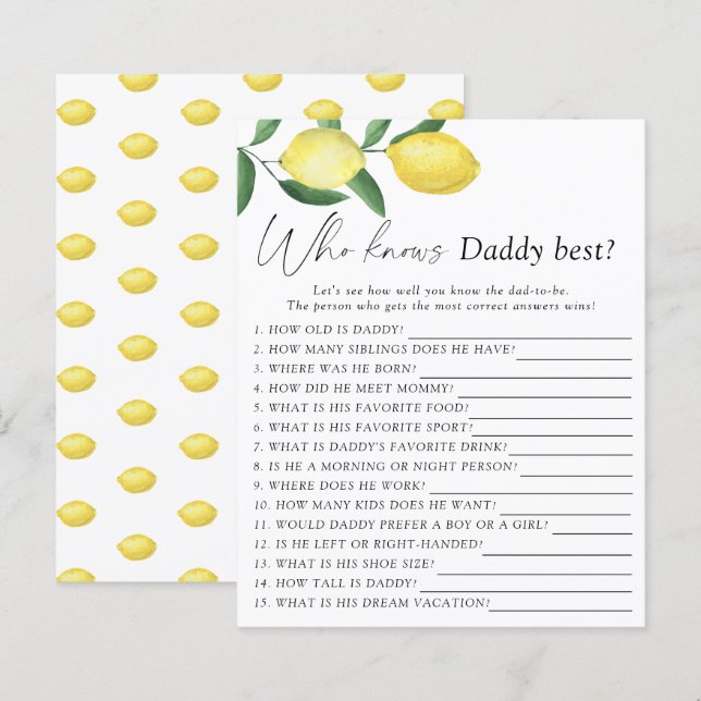 Lemons - Who knows daddy best game (Front/Back)