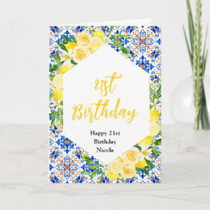 Lemons with Foliage Mediterranean Birthday Card