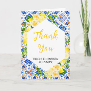 Lemons with Foliage Mediterranean Birthday Thank You Card