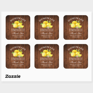 Lemons Wood Wedding Thanks Limoncello Square Sticker