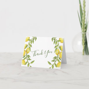 Lemons Wreath & Greenery  Watercolor Thank You Card