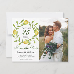 Lemons Wreath Photo Wedding Save the Date Card