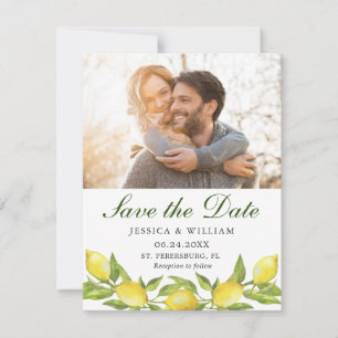 Lemons Wreath Photo Wedding Save the Date Card