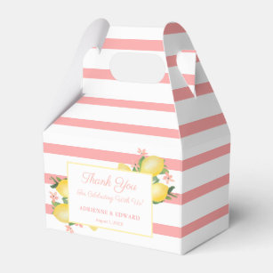 Lemons Yellow And Pink Watercolor Baby Girl Shower Favour Box