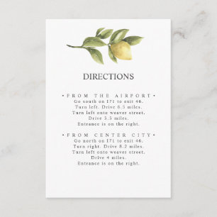 Lemons   Yellow   Chic  WEDDING Directions Enclosure Card