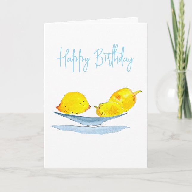 Lemons yellow fruit watercolor card (Front)
