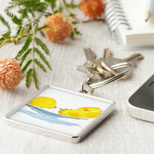Lemons yellow fruit watercolor key ring