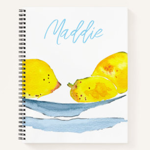 Lemons yellow fruit watercolor notebook
